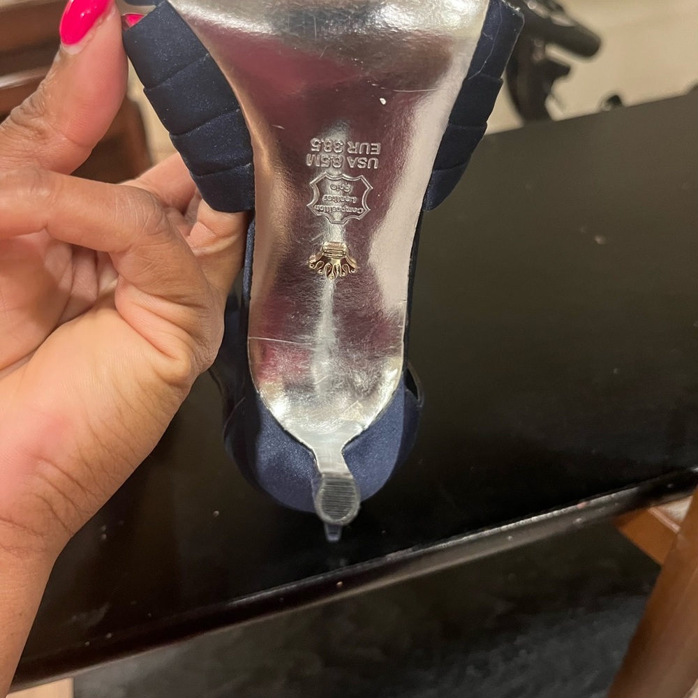 Blue Satin open toe heels 3 inches